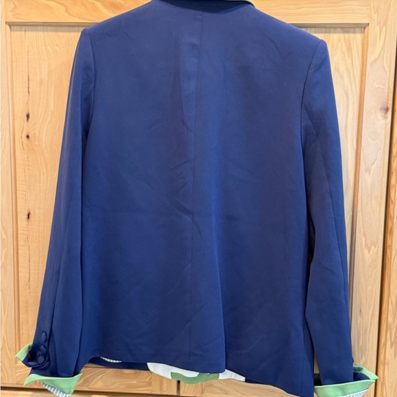 Anthropologie Maeve Navy Blazer with Green and White Trim - Picture 2 of 4
